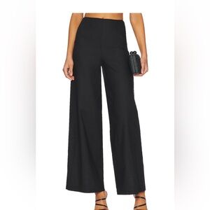 SNDYS linen  Black Wide-Leg Pants